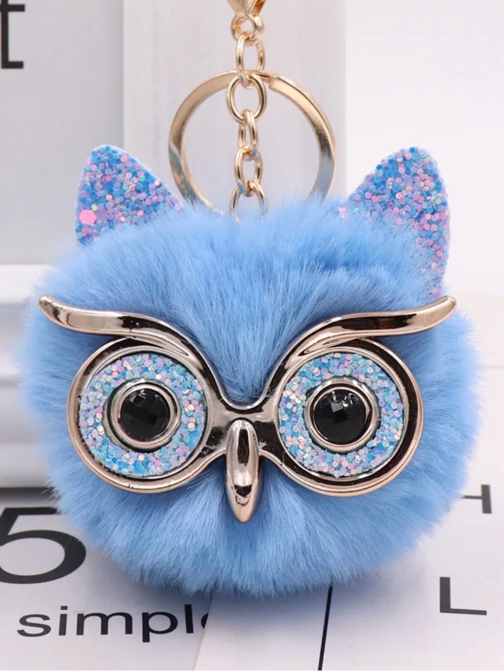 1pc Fashion Trend Owl Plush Key Chain Imitation Rabbit Hair Ball Bag Pendant - Picture 14 of 16